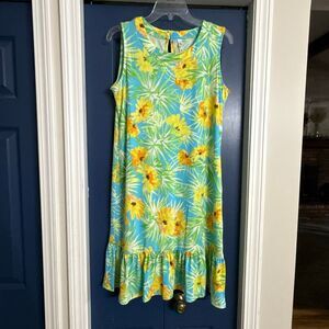 NY Collection Tropical Ruffle Hem Sleeveless Dress Size M NWOT